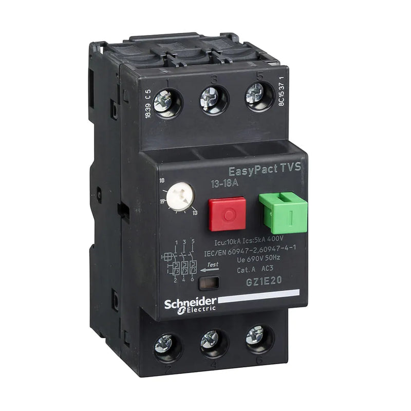 Disjuntor Motor Tripolar 13 18A 400 415V 100KA GZ1E20 Schneider